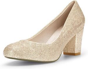 NIB IDIFU Glittering Gold Block Heels Women's Size 11